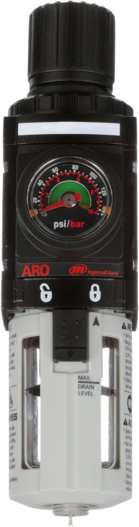 ARO P39124-600-VS Air Filter-Regulator Piggyback, 1/4" NPT - 150 psi Max Inlet