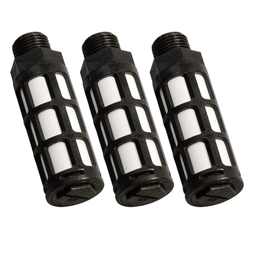 Quickun Plastic Exhaust Air Silencer, 1/2" Air Line Pneumatic Muffler Black Air Compressor Fitting (Pack of 3)