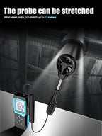 H12 Digital Anemometer Handheld Wind Speed Meter with Extended Wind Sensor, Measures Wind Speed Wind Flow Temperature and Humidity CFM Air Flow Velocity Meter with Big Backlit Screen