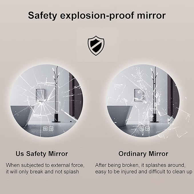 Led Mirror for Bathroom,Bathroom Mirrors for Vanity,Shatter-Proof,with Dimming & 3 Color Modes,Heated Demister Pad,Anti-Fog,Hanging Vanity Mirror,Easy to Install, Easy to Clean (Size : 60x60cm)