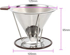 304 Stainless Steel Coffee Cone Filter, Double Layer Mesh Drip Dripper, Reusable Portable Coffee Filter Holder for Cups Mugs, Cup of Coffee with Rich Flavor and Aro