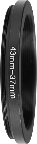 43-37mm Metal Step-Down Ring Adapter Compatible with Mirrorless Cameras DSLR Lens, UV CPL ND Filter Thread Converter, Black