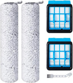 Replacement Roller Brush and Washable Filter Kit Compatible with for CrossWave for OmniForce 3912N 4046 Wet Dry Floor Scrubber