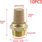 Wealrit 10 PCS Pneumatic Exhaust Mufflers, 1/4" Male Thread Hex Copper Air Muffler Silencer, 1.02" Length Industrial Muffler Filter Air Line Fitting for Compressed Air Systems, Valves, Cylinders