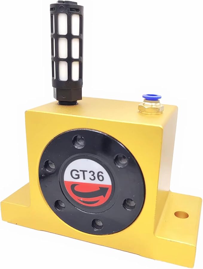 GT36 Industrial Turbine Vibrator, G 3/8" Pneumatic Compressed Air Power Wheel Type Silent Golden With Muffler