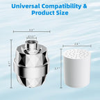 Hibbent Shower Filter for Hard Water, High Output Shower Head Filter to Remove Chlorine and Fluoride, 20 Stage Showerhead Filter with Vitamin C, Reduces Dry Itchy Skin, and Eczema, Chrome