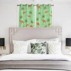 2 Panel Kitchen Cafe Curtains, Desert Camels Sunlight Filtering Nature Air Through, Home Decor Window Covering Tier Curtains for Bedroom Living Room Tropical Date Palm Trees Animal Green