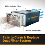 POWERTEC 3-Speed Remote Controlled Air Filtration System Woodworking (300/350/400 CFM), Hanging Air Filter for Dust Collector & Workshop, Air Purifier for Garage (AF4001)