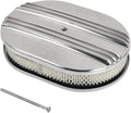 12" Air Cleaner Kit Polished Aluminum Oval Half Finned Compatible with Classic Chevy Ford SBC 350