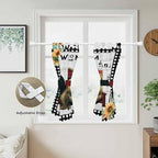 Farmhouse Rooster Kitchen Curtains 45 Inch Length, Short Cafe Window Curtains Tab Top, Rustic Red Barn Windmill Sunflowers Light Filtering Window Treatments Tier Drapes 27.5"x45" 2 Panel