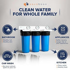 Aquaboon 3-Stage Whole House Water Filter System with 5 Micron 10x4.5 House Water Purification Pleated Sediment, Carbon Chlorine Reduction and Reducing Sediment Filter, Pressure Gauge, Wrench, Bracket