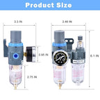 1/4 Inch Compressor Air Filter Pressure Regulator Water-Oil Trap Separator Filter with Lubricator Cup