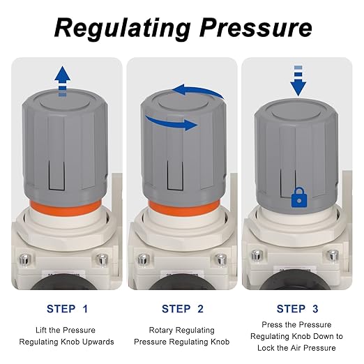 AIRZOE 3/4" NPT Air Dryer for Compressor-Air Compressor Water Separator AC4110-06,Double Air Compressor Filter,Air Pressure Regulator Combo,5 Micron Brass Element,Semi-Auto Drain,0-145 psi Gauge