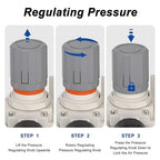 AIRZOE 3/4" NPT Air Dryer for Compressor-Air Compressor Water Separator AC4110-06,Double Air Compressor Filter,Air Pressure Regulator Combo,5 Micron Brass Element,Semi-Auto Drain,0-145 psi Gauge