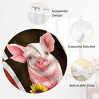 Pigs Sunflowers Living Room Curtains 96 Inch Length, Window Curtains Tab Top, Farmhouse Red Barn Flowers Animals Light Filtering Window Treatments Drapes 52"x96" 2 Panel