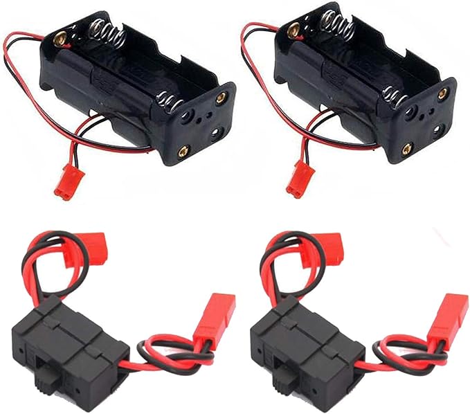 RC 1/8 Air Filter Cleaner Upgraded Parts Fit SH.28 Engine & On/Off Power Switch Battery Receiver & 4 Cell AA Battery Container Case Holder Pack Box with JST Plug