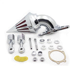 Cone Spike Air Cleaner Intake with Red Filter for Dyna Wide Glide 1999-2007 Road King 1999-2007 Fat Boy 2000-2007 Chrome