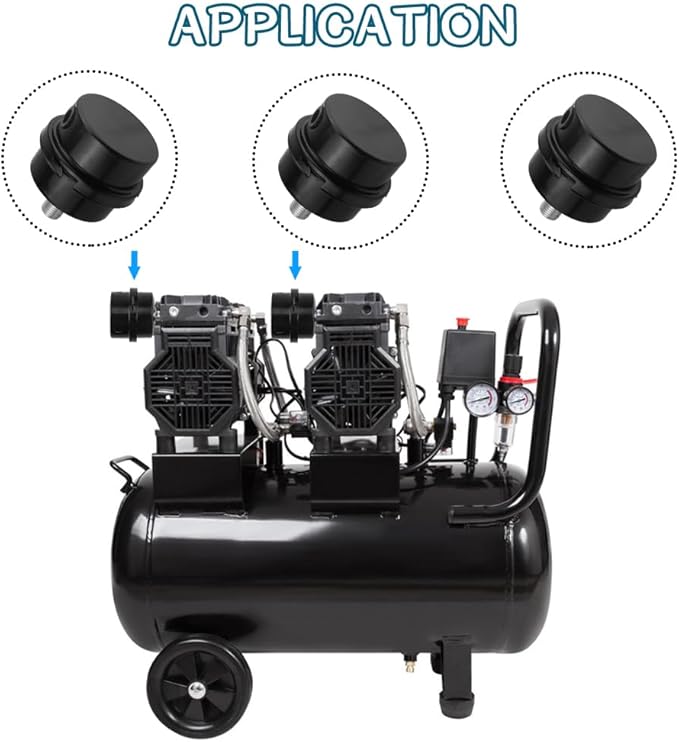 WMYCONGCONG 2 PCS 1/4" 12.5mm Air Compressor Silencer Filter Metal Air Compressor Intake Filter Noise Muffler Silencer (12.5mm) + 2 PCS Filter Element Replacement