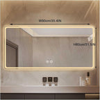 Bathroom Mirror with LED Lights，Smart Illuminated LED Bathroom Mirror，Energy-Saving LED Smart Mirrors，LED Mirror for Bathroom，with Demister Pad and Smart Touch Switch(H80*W90cm/H31.5*W35.4IN)