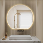 LED Bathroom Mirror，Bathroom Mirror with LED Lights，Illuminated LED Bathroom Mirror,Illuminated Led Bathroom Mirror with Demister Pad，3 Colours Backlit Makeup Mirror(A,H60*W60cm/H23.6*W23.6IN)