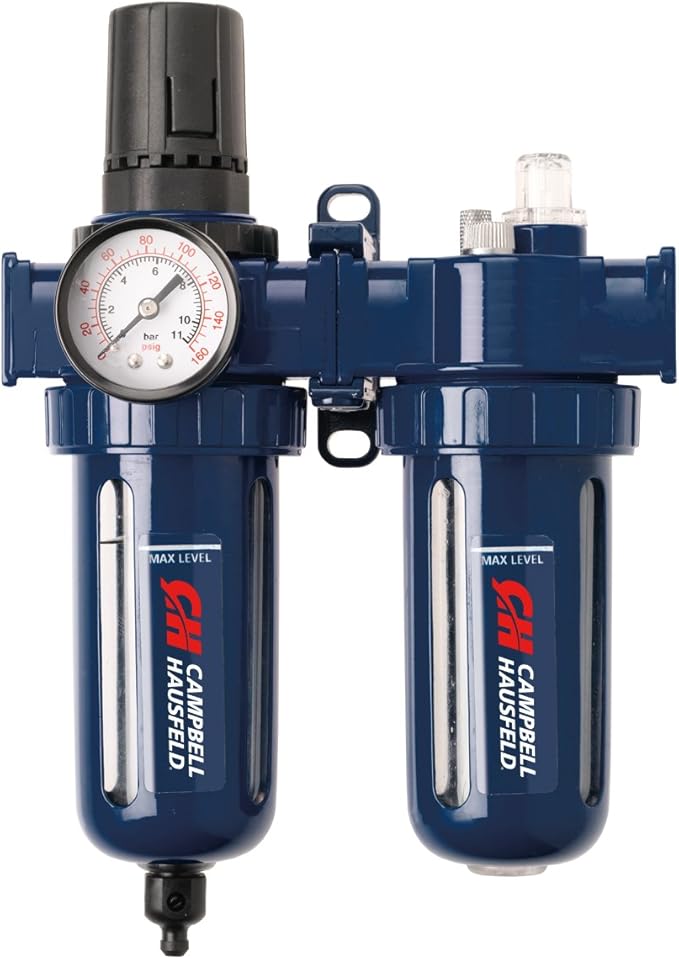 Filter Regulator and Lubricator – 3 in 1 FRL Unit - 3/8" NPT – 150 PSI (Campbell Hausfeld PA208103AV)