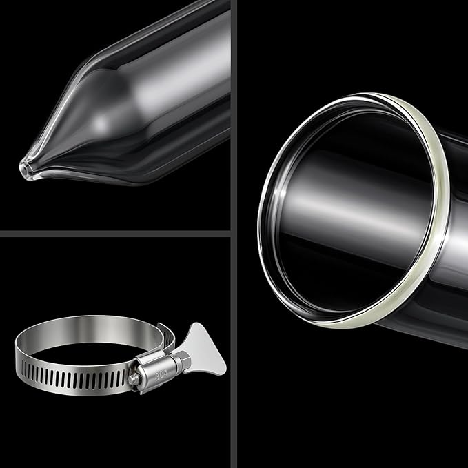 Chunful Glass Extractor Extraction Filter Tube 30" Long 50mm Diameter Thick and Sturdy Extraction Filter Tubes with Stainless Steel Clamp