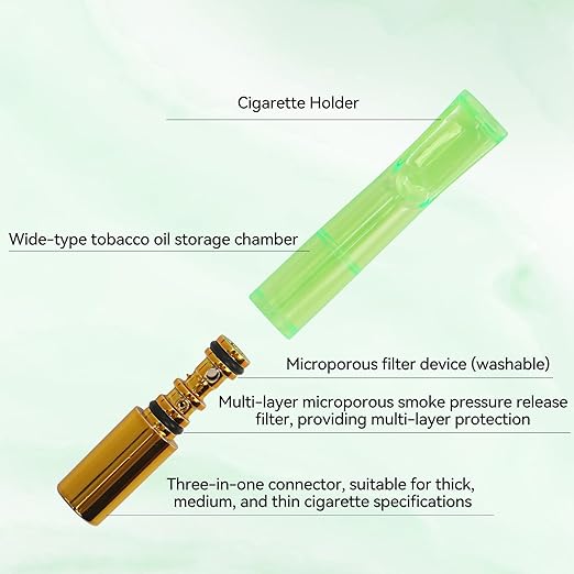 Cigarette Filter with Five Times Gold Coating, Pack of 10, Reusable, Clean Tar Tobacco Filter with Multiple Filtering for Standard Size Cigarettes, Diameter 8 mm, Slim Cigarettes Diameter 6 mm and