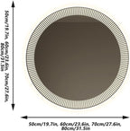 Bathroom Mirror with LED Lights, Wall Mirror with Touch Sensor, Round Mirror with Demister Pad, 3 Light Modes, for Living Room and Bathroom(A,70cm/27.6in)