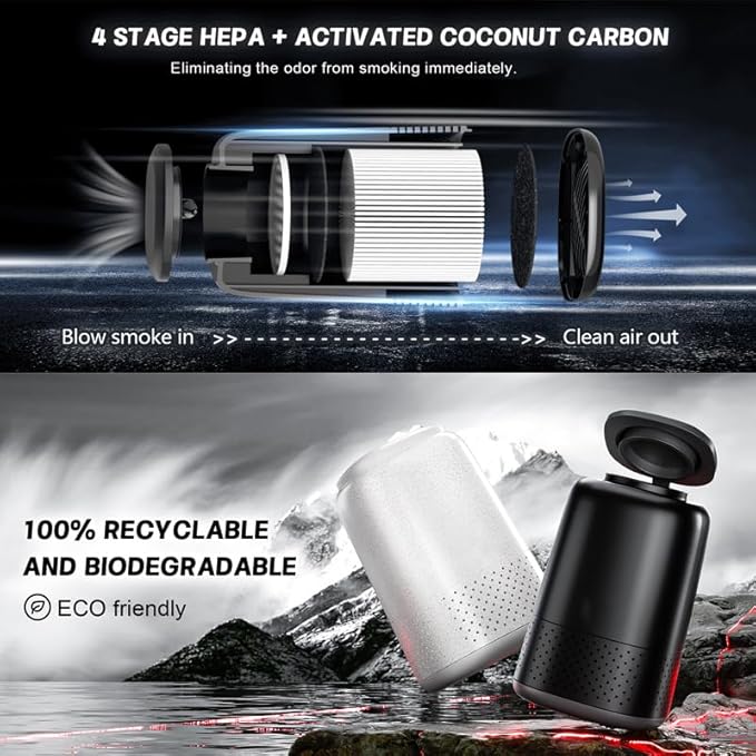 1pc, Portable Air Purifier, Disposable Air Filter, Remove Secondhand Odor, 4 Stage HEPA Activated Coconut Carbon Filter To Eliminate Smell, Suitable for Home and Car, Ideal for Gift (Pink)