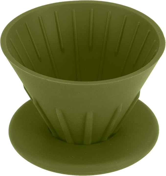 Reusable Silicon Resin Coffee Filter Strainer Dripper Portable Coffee Machine Accessory for Home Outdoor Camping Office Travel Lightweight Durable Easy Clean (Green)