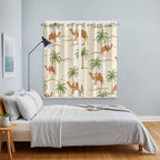 2 Panel Kitchen Cafe Curtains, Date Coconut Tree Sunlight Filtering Nature Air Through, Home Decor Window Covering Tier Curtains for Living Room 104W x 84L inch Desert Camels Botanical Tropical Beige