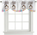 Grey Easter Tie Up Valance Curtains for Windows, Kitchen Curtains Window Shades, Spring Cartoon Bunny Colorful Eggs Wood Grain Light Filtering Roman Curtain Valances for Bedroom/Bathroom/Cafe 42"x12"