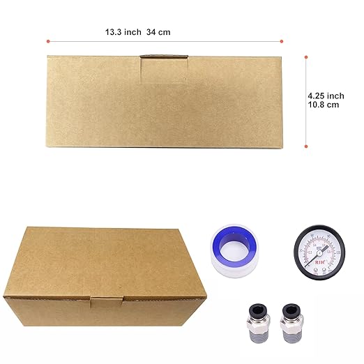 RIH Air Dryer System - 1/2" NPT Double Air Filters-5 Micron Particulate Filter& Air Pressure Regulator - Gauge(0-150 psi), Auto Drain, Poly Bowl,Bracket - 3 in 1 Two Unit (1/2" NPT) AC4011-04D