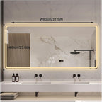 Smart Lighted Bathroom Mirror for Wall，Bathroom Mirror with LED Lights，Energy-Saving LED Smart Mirrors，LED Mirror for Bathroom，with Demister Pad and Smart Touch Switch(H60*W80cm/H23.6*W31.5IN)