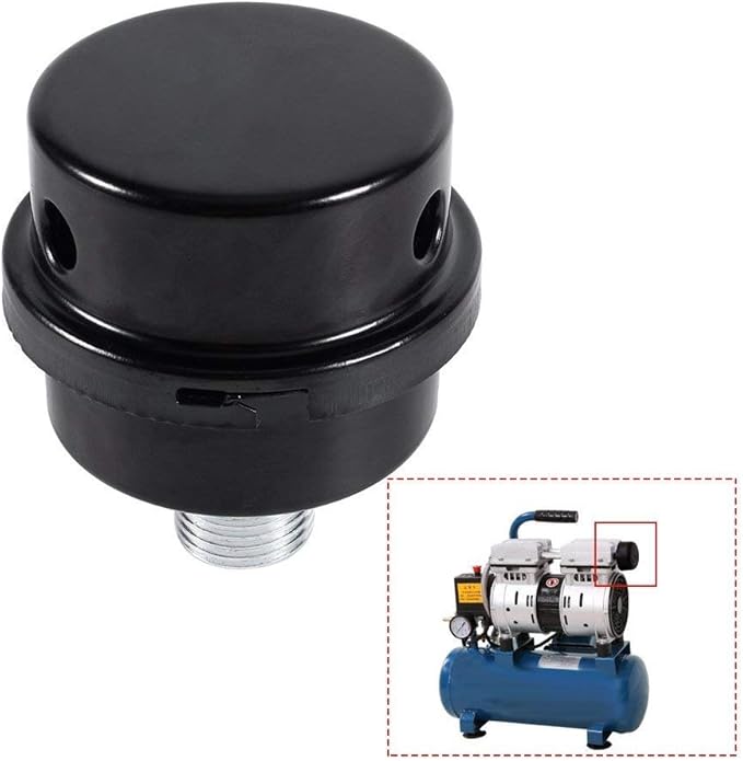 2PCS Air Compressor Silencer Filter, Metal Air Compressor Intake Filter Sound Muffler Silencer for Air Compressor, Silencer, Fliter (3/8 PT 16mm)