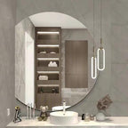 Half circle mirror，half circle mirrors for wall，half moon mirrors for wall，Dimmable LED Vanity Mirror Half Circle,Illuminated Mirror with Demister Pad, Anti-fog bathroom mirror，3 colours dimmable(Warm