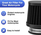 2PCS Motorcycle Air Filter Universal 38MM Replacement Engine Filter High Performance Air Filters Fit Motocross Carburetor Cleaner for Pit Bike Scooter Moped ATV (Black)