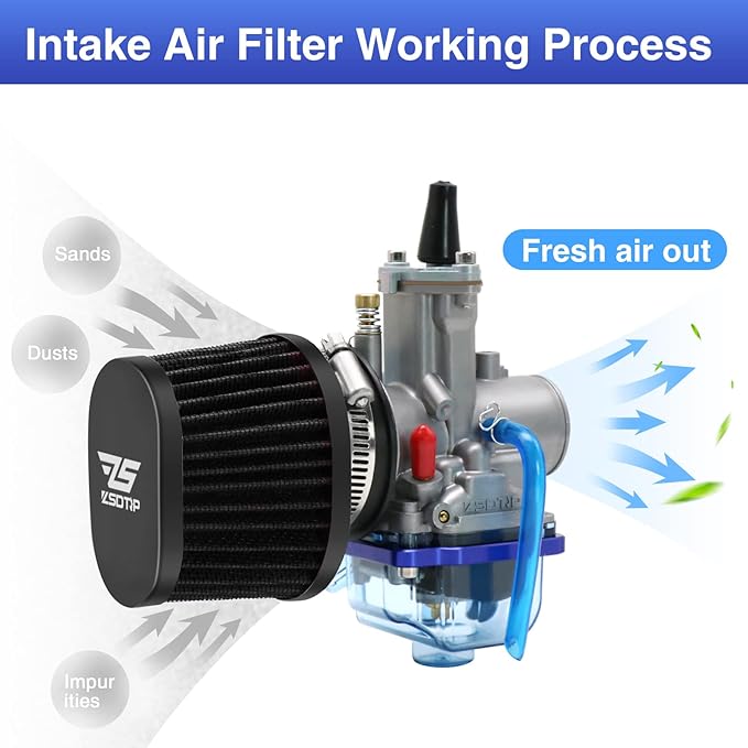 2PCS Motorcycle Air Filter Universal 42MM Replacement Engine Filter Dirt Bike High Performance Air Filters Fit Motocross Carburetor Cleaner for Pit Bike Scooter Moped ATV (Black)