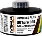 MIRA Safety - DotPro 330 - Industrial Grade Gas Mask Filter | A2 B2 E2 K2 HG P3 Filter Rating | Long Shelf Life | 40mm NATO Filter | Fits CBRN Gas Masks (Pack of 4)