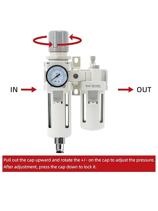 1/2" PT Compressed Air Filter Regulator Lubricator Combo Water/Oil Trap Separator Air Filter Pressure Regulator Manual Drainage AC4010-04D (1/2" NPT, Automatic Drainage)