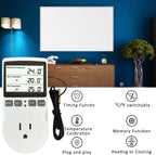Plug in Thermostat Temperature Controller Electric Digital Thermostat Heating Cooling Mode Timer White