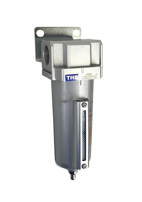 1/2" NPT Industrial Particulate Filter, Removes Water, Moisture, Debris from Compressed Air Lines, 5oz Bowl (225 PSI Max)
