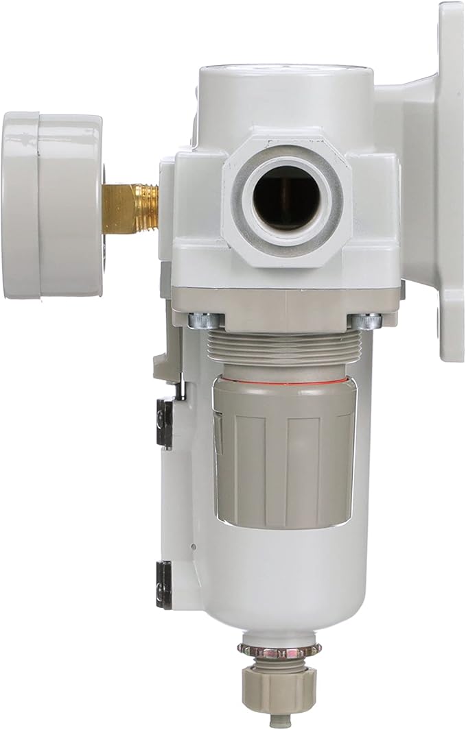 PneumaticPlus SAU420-N04G-MEP Compressed Air Filter Regulator Combo 1/2" NPT - Metal Bowl, Manual Drain, Bracket, Gauge