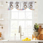 Grey Easter Tie Up Valance Curtains for Windows, Kitchen Curtains Window Shades, Spring Cartoon Bunny Colorful Eggs Wood Grain Light Filtering Roman Curtain Valances for Bedroom/Bathroom/Cafe 54"x18"