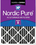 Nordic Pure 20x25x4 (Actual Size: 19 1/2 x 24 1/2 x 3 5/8) Pleated Plus Carbon Air Filters MERV 8 1 Pack