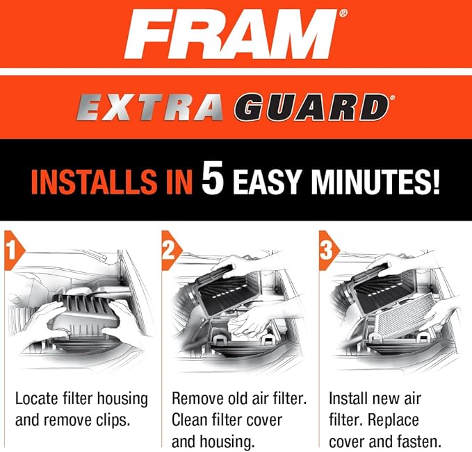 FRAM Extra Guard CA11942 Replacement Engine Air Filter for Select Hyundai Sonata and Kia Optima (2.0L & 2.4L), Provides Up to 12 Months or 12,000 Miles Filter Protection
