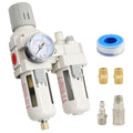 3/8"-Air-Dryer-for-Compressor, Air-Compressed-Filter-Regulator Lubricator Combo Water-Oil Trap Separator, NPT Semi-Auto Drain 0-150PSI