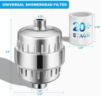 20 Stage Shower Filter, Powerful Shower Head Water Filter for Hard Water, Showerhead Filters to Remove Chlorine Toxic Chemicals & Improve Water Efficiently, Good for Health, Easy to Install