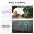 K&F CONCEPT 67mm Clip-on Black Diffusion 1/4&CPL Phone Camera Lens Filter Kit, Mist Cinematic Effect Filter Compatible with iPhone 16 15 14 13 12 11, for Video/Vlog/Portrait Photography
