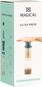 Magical Butter Filter Press – Stainless Steel Strainer System for Mason Jars – Mess-Free Filtering of Oils, Butters, Stocks & Herbal Infusions with Plunger & Cleaning Brush